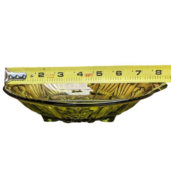 Vintage Divided Indiana Glass Side Condiment Vegetable Dish Plate Green Retro - Picture 5 of 16